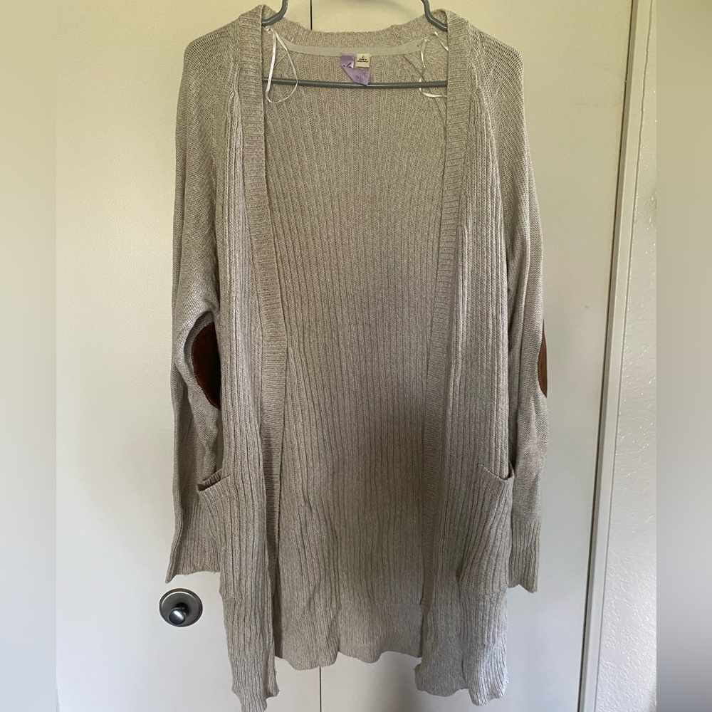 Cream Cardigan w/ Elbow Patches